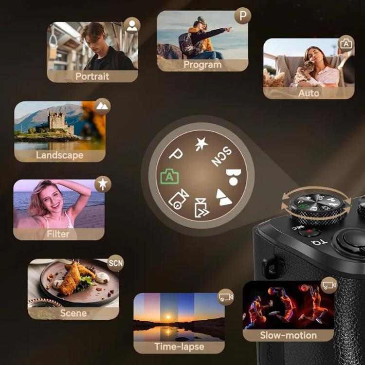 DC226 8K Camcorder With Front/Rear 48MP Dual Cameras, 3.2-Inch HD Touch Screen, LED Flash, HDMI Output & WiFi Transfer, EU Plug, US Plug, UK Plug