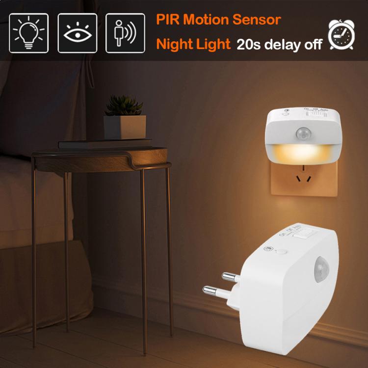 Smart Motion Sensor Night Light 3 Color Temperatures Plug-in Light for Bedroom, Hallway, Stairs, EU Plug, US Plug