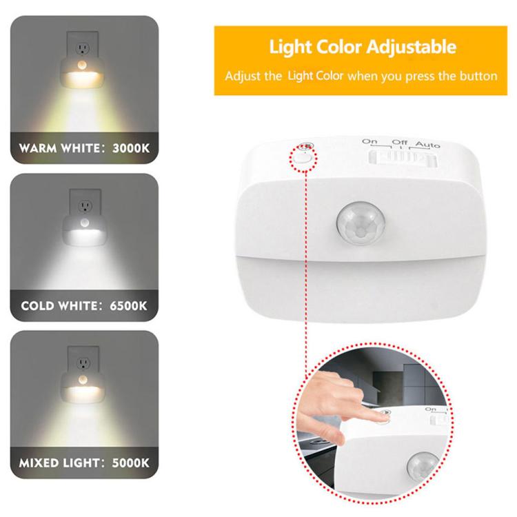 Smart Motion Sensor Night Light 3 Color Temperatures Plug-in Light for Bedroom, Hallway, Stairs, EU Plug, US Plug