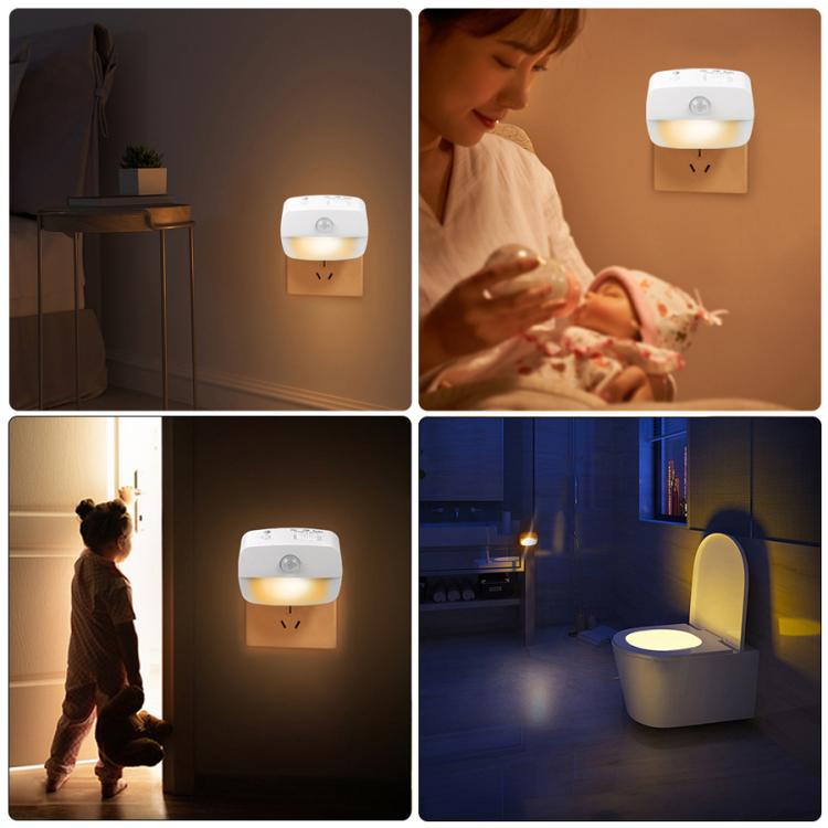 Smart Motion Sensor Night Light 3 Color Temperatures Plug-in Light for Bedroom, Hallway, Stairs, EU Plug, US Plug