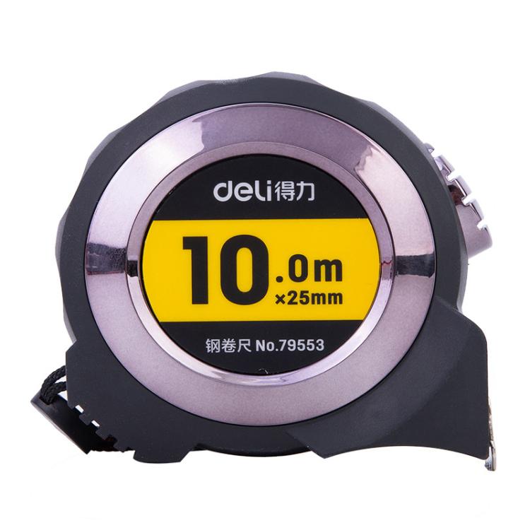 Self-Locking Steel Tape Measure TPR Covered Measuring Ruler, Deli 79550 3m x 16mm, Deli 79551 5m x 19mm, Deli 79552 7.5m x 25mm, Deli 79553 10m x 25mm
