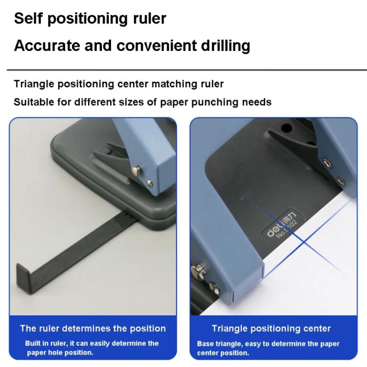 Deli 0104 Two Holes Punch With Ruler Lever Positioning 6mm Punch For 35 Pages