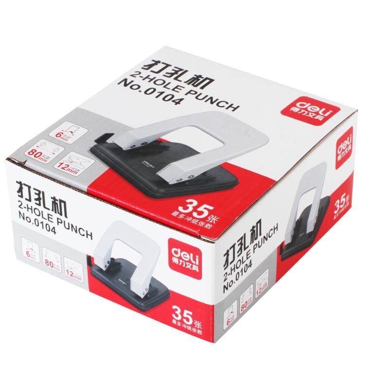Deli 0104 Two Holes Punch With Ruler Lever Positioning 6mm Punch For 35 Pages