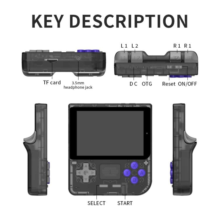 POWKIDDY V10 Retro Handheld Game Console 3.5-inch IPS OCA Full Fit, Quad-Core Cortex-A35 1.5GHz, 64G, 128G
