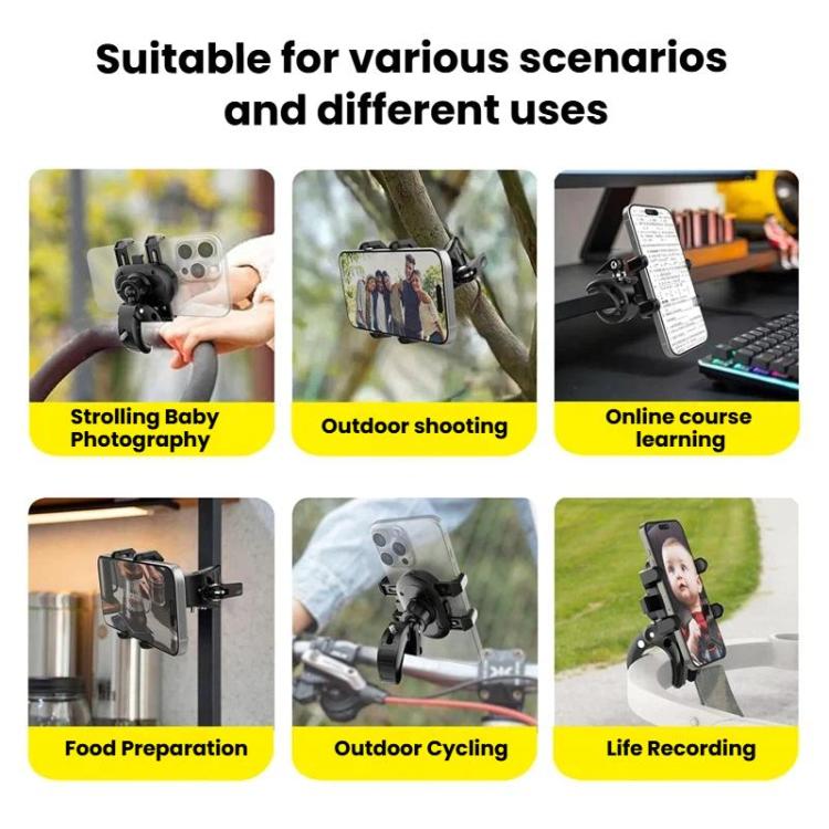 Phone Holder With Secure Clamp For Baby Strollers / Infant Pushchairs, Phone Holder