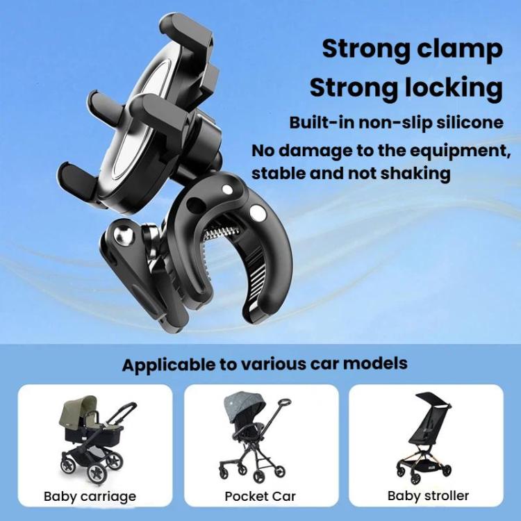 Phone Holder With Secure Clamp For Baby Strollers / Infant Pushchairs, Phone Holder