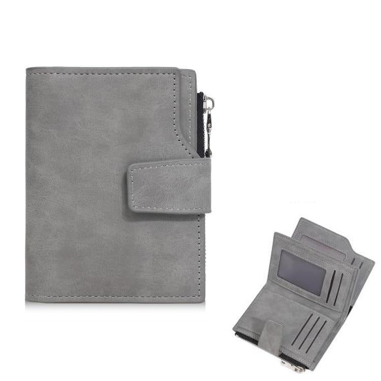 Baellerry D3086 Men Compact Trifold Wallet With Zipper Slim Vertical Minimalist Design