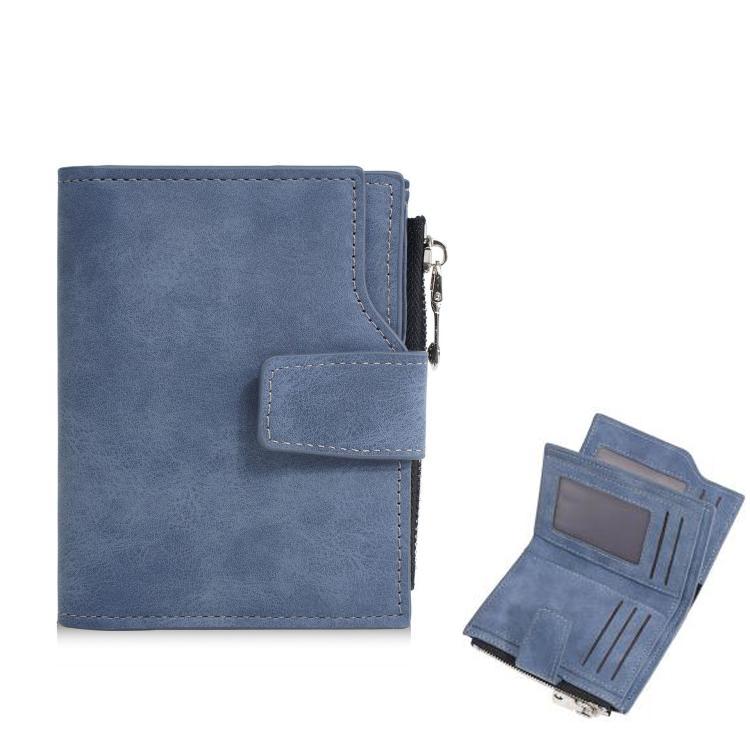 Baellerry D3086 Men Compact Trifold Wallet With Zipper Slim Vertical Minimalist Design