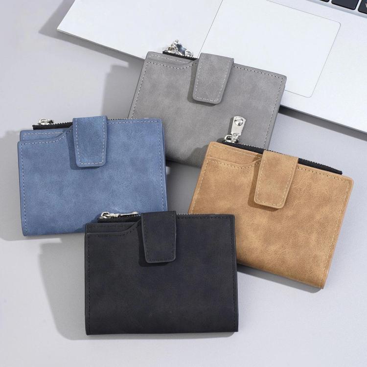 Baellerry D3086 Men Compact Trifold Wallet With Zipper Slim Vertical Minimalist Design