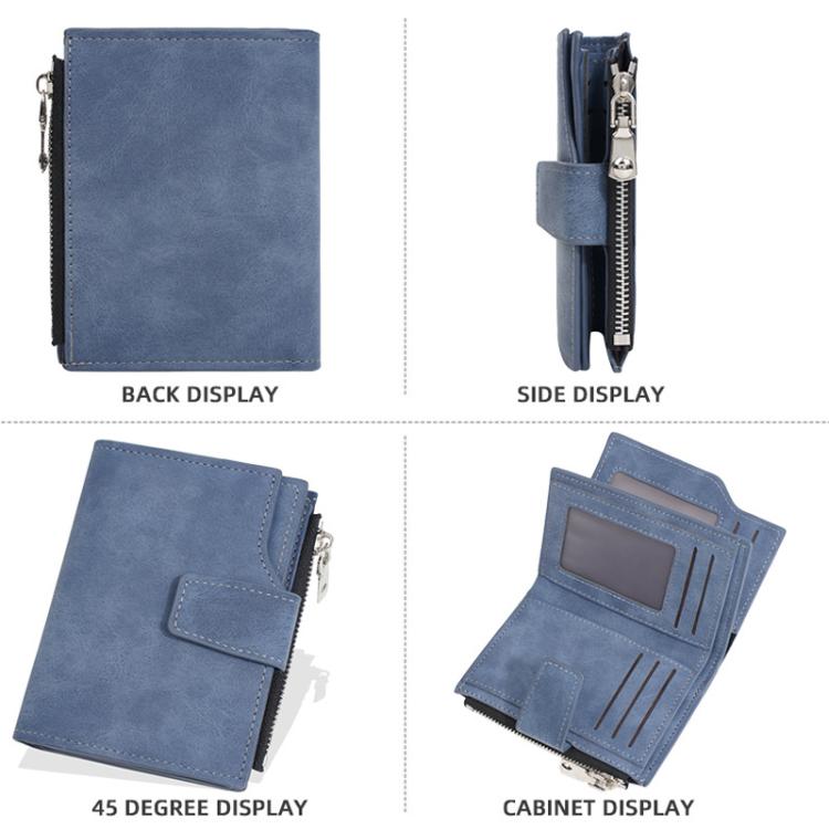 Baellerry D3086 Men Compact Trifold Wallet With Zipper Slim Vertical Minimalist Design