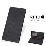 Baellerry C3160 Men Vintage RFID Blocking Leather Wallet Long Zip Around Bifold Card Holder