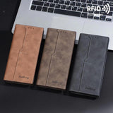 Baellerry C3160 Men Vintage RFID Blocking Leather Wallet Long Zip Around Bifold Card Holder