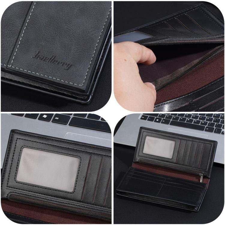 Baellerry C3160 Men Vintage RFID Blocking Leather Wallet Long Zip Around Bifold Card Holder