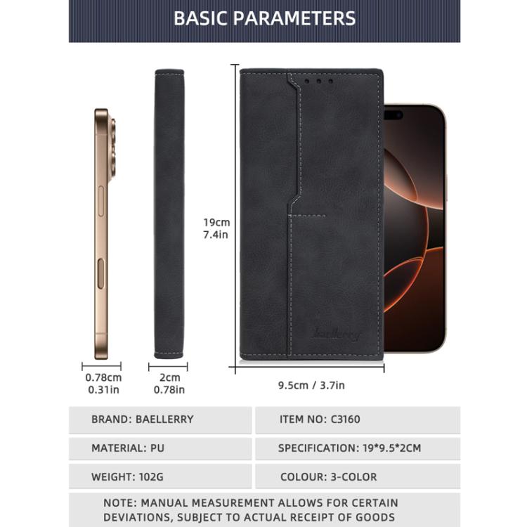 Baellerry C3160 Men Vintage RFID Blocking Leather Wallet Long Zip Around Bifold Card Holder