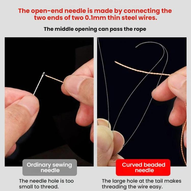 10pcs DIY Open-Shaped Curved Lead Thread Beading Needle, 9CM, 10CM