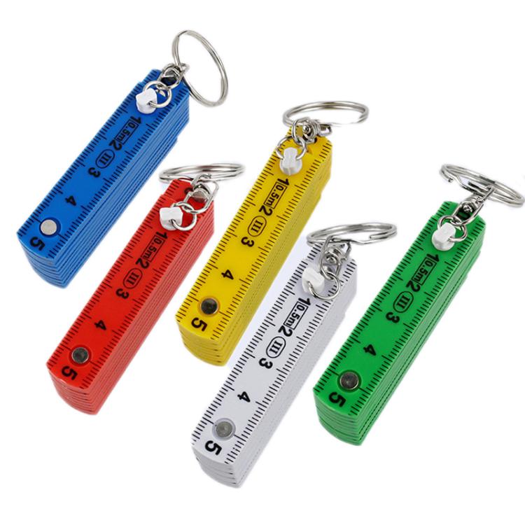 0.5m 10-fold Drawing Measuring Plastic Folding Ruler Portable Keychain