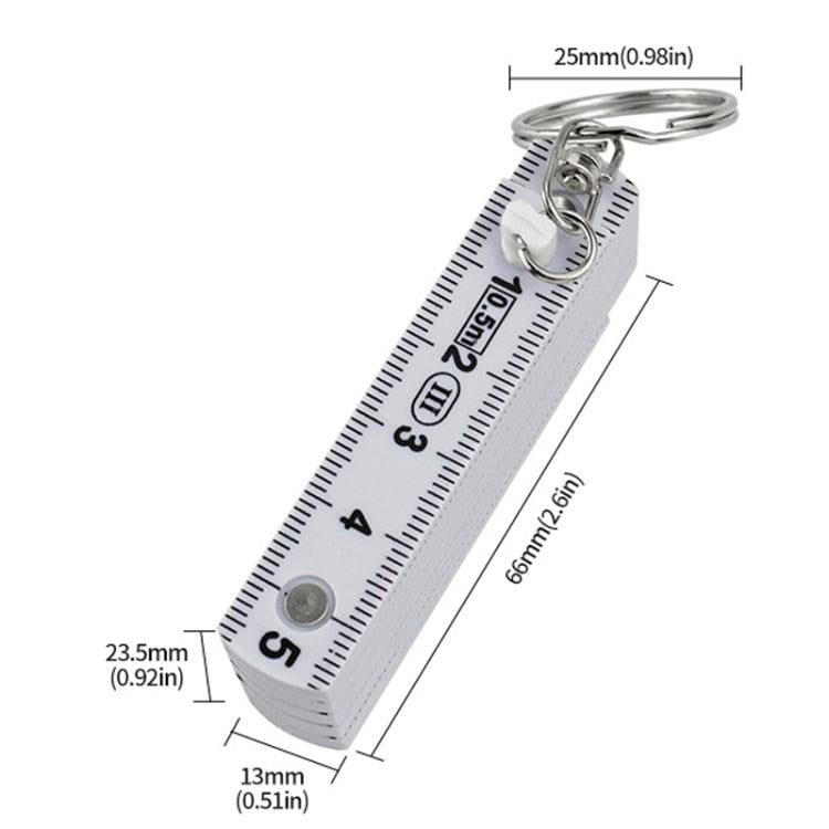 0.5m 10-fold Drawing Measuring Plastic Folding Ruler Portable Keychain