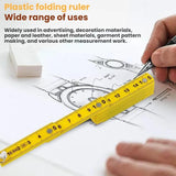 0.5m 10-fold Drawing Measuring Plastic Folding Ruler Portable Keychain