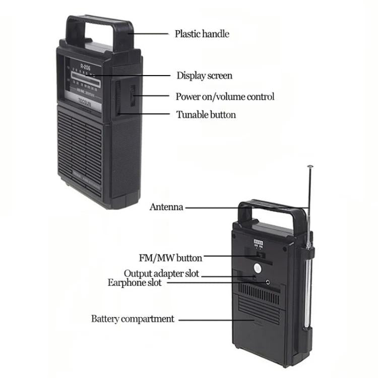 TECSUN R-206 FM / MW Two-band Radio, R-206