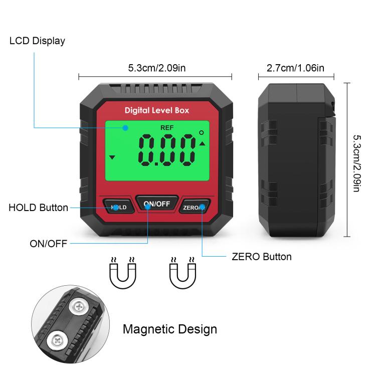 Digital Inclinometer With Magnetic Base & LCD Display Mini Angle Finder Protractor Slope Level Meter