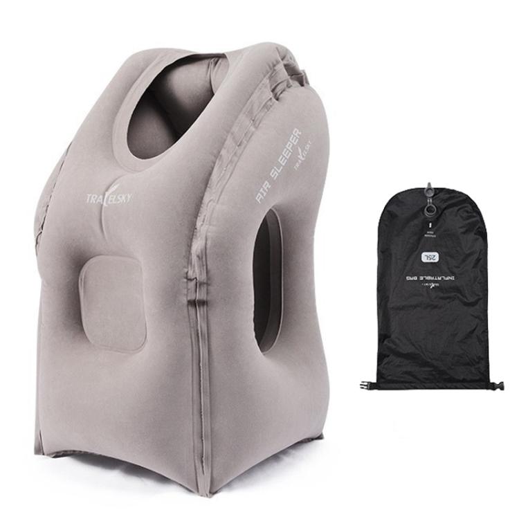 TRAELSKY Travel Airplane Inflatable Pillow Outdoor Lunch Pillow Portable Neck Inflatable Pillow, Gray, Navy, Gray With Pump Bag, Navy With Pump Bag