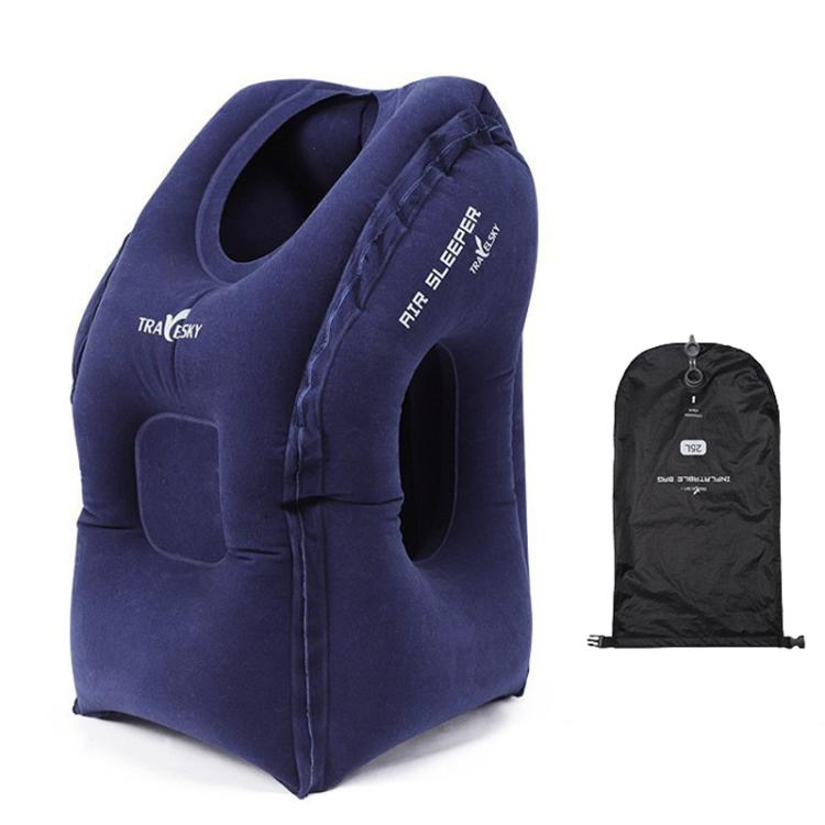 TRAELSKY Travel Airplane Inflatable Pillow Outdoor Lunch Pillow Portable Neck Inflatable Pillow, Gray, Navy, Gray With Pump Bag, Navy With Pump Bag