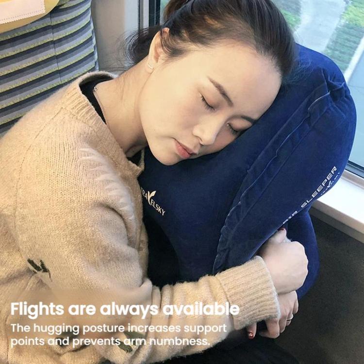 TRAELSKY Travel Airplane Inflatable Pillow Outdoor Lunch Pillow Portable Neck Inflatable Pillow, Gray, Navy, Gray With Pump Bag, Navy With Pump Bag