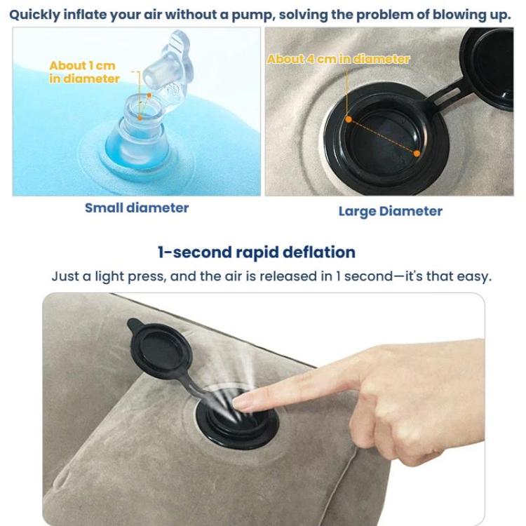 TRAELSKY Travel Airplane Inflatable Pillow Outdoor Lunch Pillow Portable Neck Inflatable Pillow, Gray, Navy, Gray With Pump Bag, Navy With Pump Bag