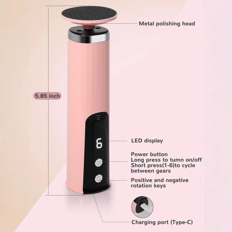 Electric Foot File with Forward/Reverse Rotation 6-Speed Exfoliator for Calluses