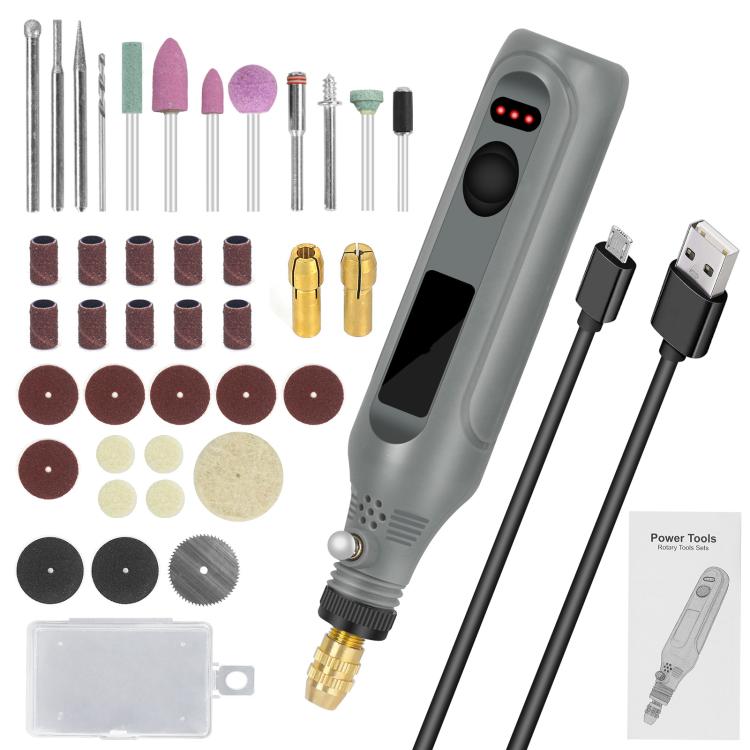 Rechargeable Electric Grinding Pen Kit 3-Speed Adjustable Cordless Engraver with LED Indicator