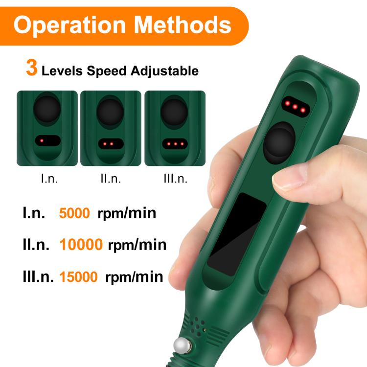 Rechargeable Electric Grinding Pen Kit 3-Speed Adjustable Cordless Engraver with LED Indicator