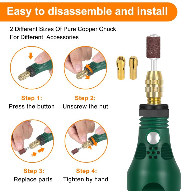 Rechargeable Electric Grinding Pen Kit 3-Speed Adjustable Cordless Engraver with LED Indicator