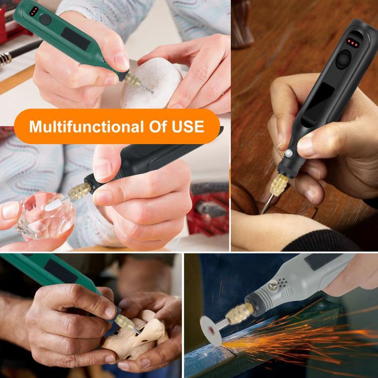 Rechargeable Electric Grinding Pen Kit 3-Speed Adjustable Cordless Engraver with LED Indicator