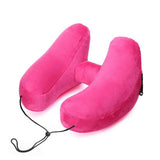 Travel H-shaped Inflatable Pillow Car Long-distance Airplane Nap Neck Pillow, With Hat Navy, With Hat Gray, With Hat Khaki, Pink, Navy, Gray
