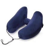 Travel H-shaped Inflatable Pillow Car Long-distance Airplane Nap Neck Pillow, With Hat Navy, With Hat Gray, With Hat Khaki, Pink, Navy, Gray