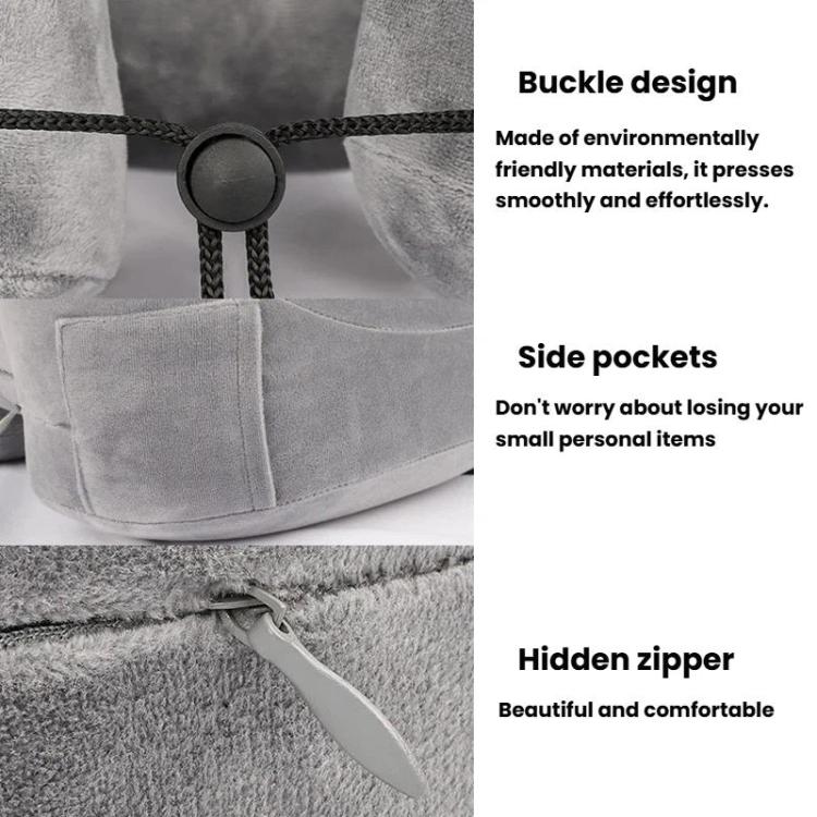 Travel H-shaped Inflatable Pillow Car Long-distance Airplane Nap Neck Pillow, With Hat Navy, With Hat Gray, With Hat Khaki, Pink, Navy, Gray