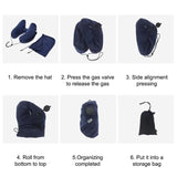 Travel H-shaped Inflatable Pillow Car Long-distance Airplane Nap Neck Pillow, With Hat Navy, With Hat Gray, With Hat Khaki, Pink, Navy, Gray
