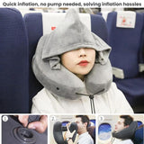 Travel H-shaped Inflatable Pillow Car Long-distance Airplane Nap Neck Pillow, With Hat Navy, With Hat Gray, With Hat Khaki, Pink, Navy, Gray