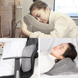 Travel H-shaped Inflatable Pillow Car Long-distance Airplane Nap Neck Pillow, With Hat Navy, With Hat Gray, With Hat Khaki, Pink, Navy, Gray
