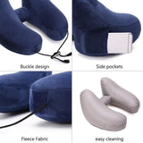 Travel H-shaped Inflatable Pillow Car Long-distance Airplane Nap Neck Pillow, With Hat Navy, With Hat Gray, With Hat Khaki, Pink, Navy, Gray