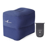 TRAELSKY Flocking PVC Inflatable Footstool Airplane Train Car Footrest Office Nap Footrest With Inflatable Bag, 2 Layer, 3 Layer, Adjustable Height Dual Valve