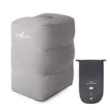 TRAELSKY Flocking PVC Inflatable Footstool Airplane Train Car Footrest Office Nap Footrest With Inflatable Bag, 2 Layer, 3 Layer, Adjustable Height Dual Valve