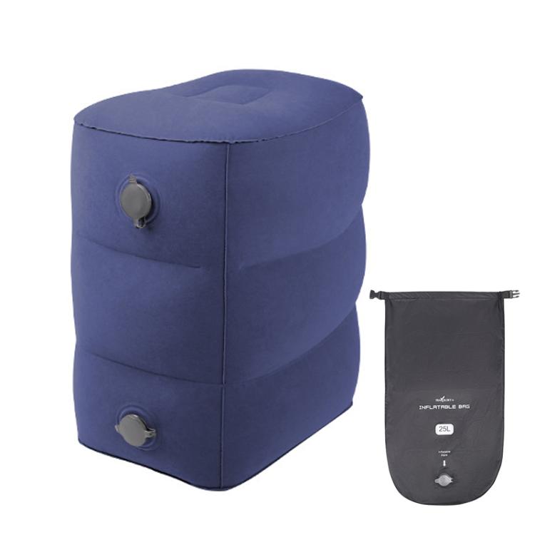 TRAELSKY Flocking PVC Inflatable Footstool Airplane Train Car Footrest Office Nap Footrest With Inflatable Bag, 2 Layer, 3 Layer, Adjustable Height Dual Valve