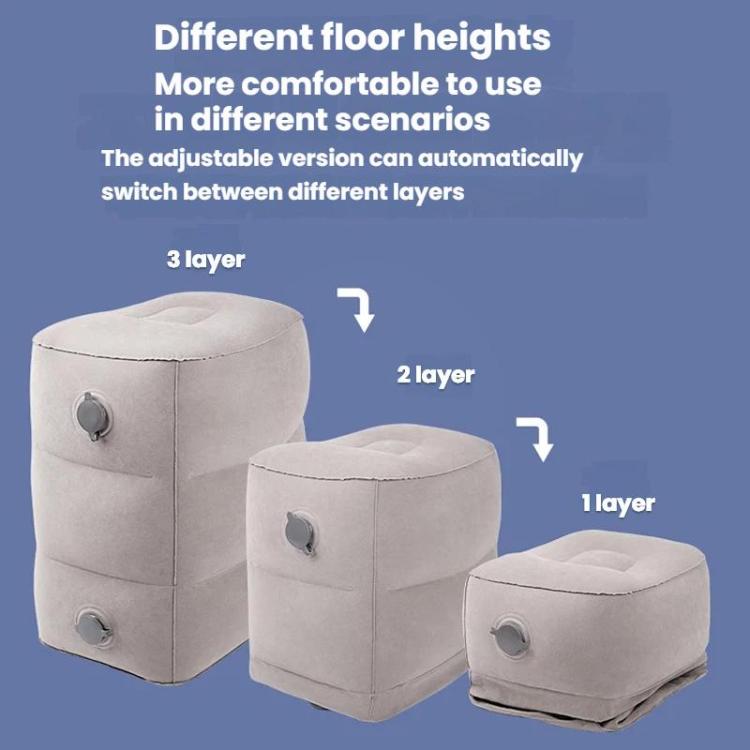 TRAELSKY Flocking PVC Inflatable Footstool Airplane Train Car Footrest Office Nap Footrest With Inflatable Bag, 2 Layer, 3 Layer, Adjustable Height Dual Valve