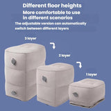 TRAELSKY Flocking PVC Inflatable Footstool Airplane Train Car Footrest Office Nap Footrest With Inflatable Bag, 2 Layer, 3 Layer, Adjustable Height Dual Valve