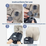 TRAELSKY Flocking PVC Inflatable Footstool Airplane Train Car Footrest Office Nap Footrest With Inflatable Bag, 2 Layer, 3 Layer, Adjustable Height Dual Valve