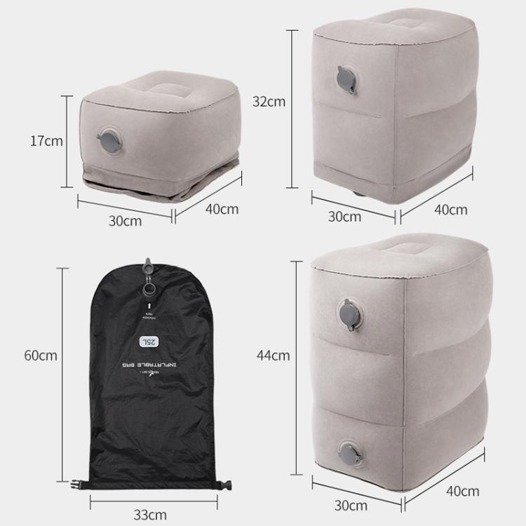 TRAELSKY Flocking PVC Inflatable Footstool Airplane Train Car Footrest Office Nap Footrest With Inflatable Bag, 2 Layer, 3 Layer, Adjustable Height Dual Valve