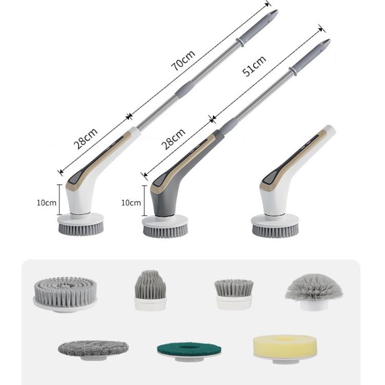 7 In 1 Extendable Electric Cleaning Brush Multi-Surface Scrubber for Bathroom, Stove, Car & Tile