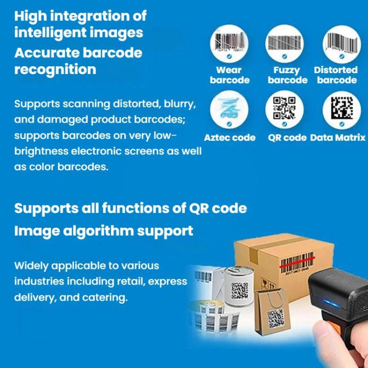 2D Ring Bluetooth Scanner Mini Wireless Barcode Scanner For Warehouse Logistics, Z01D
