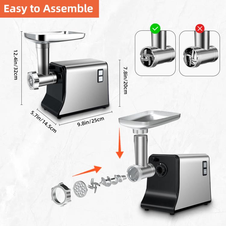 Stainless Steel Electric Meat Grinder Sausage Stuffer Home Use Mincer Machine, EU Plug, US Plug
